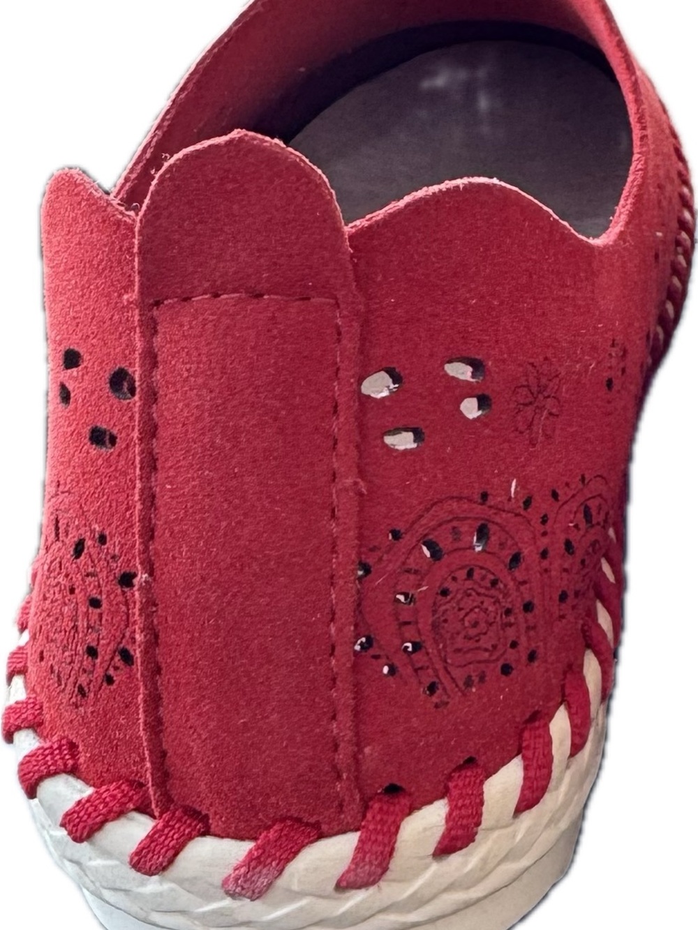 Bernie Mev Red Laser-Cut Slip-On Casual Shoes - Picture 5 of 7